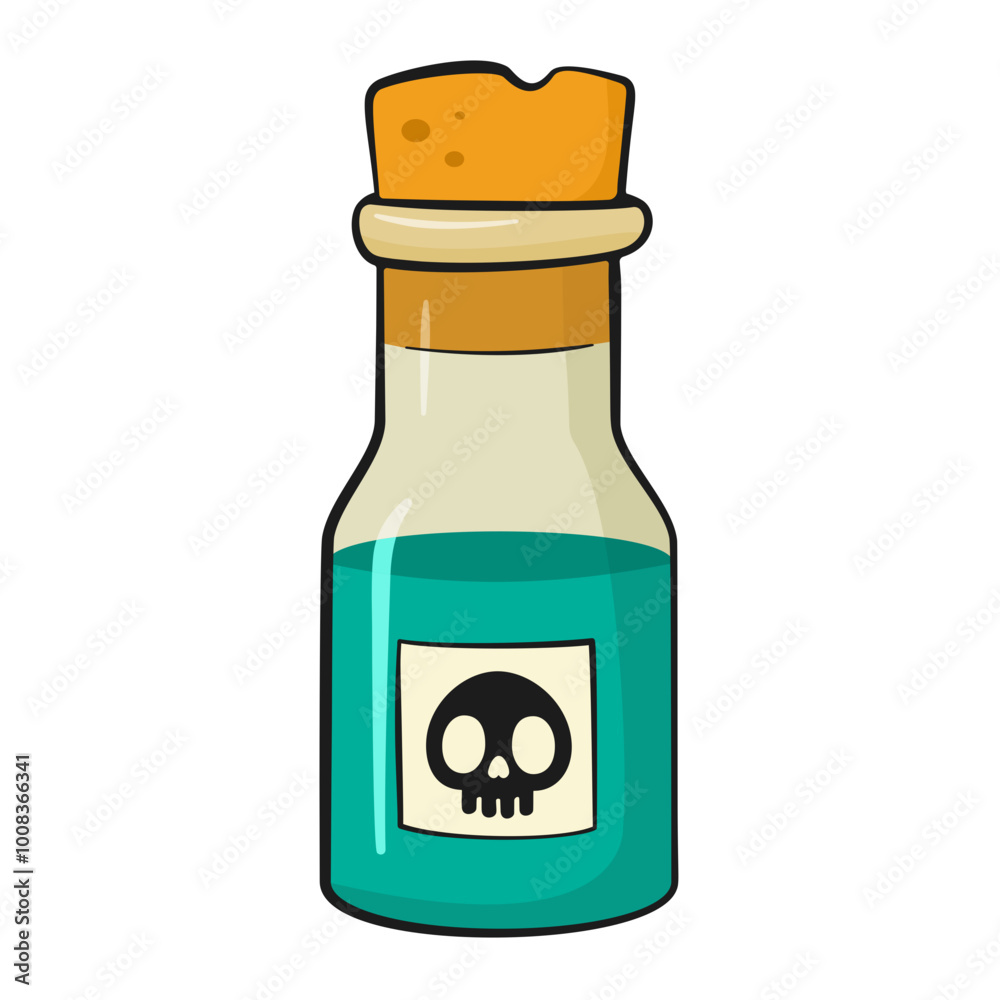 Flask with poison. Cartoon. Halloween decoration Flask with poison. Cartoon. Halloween decoration