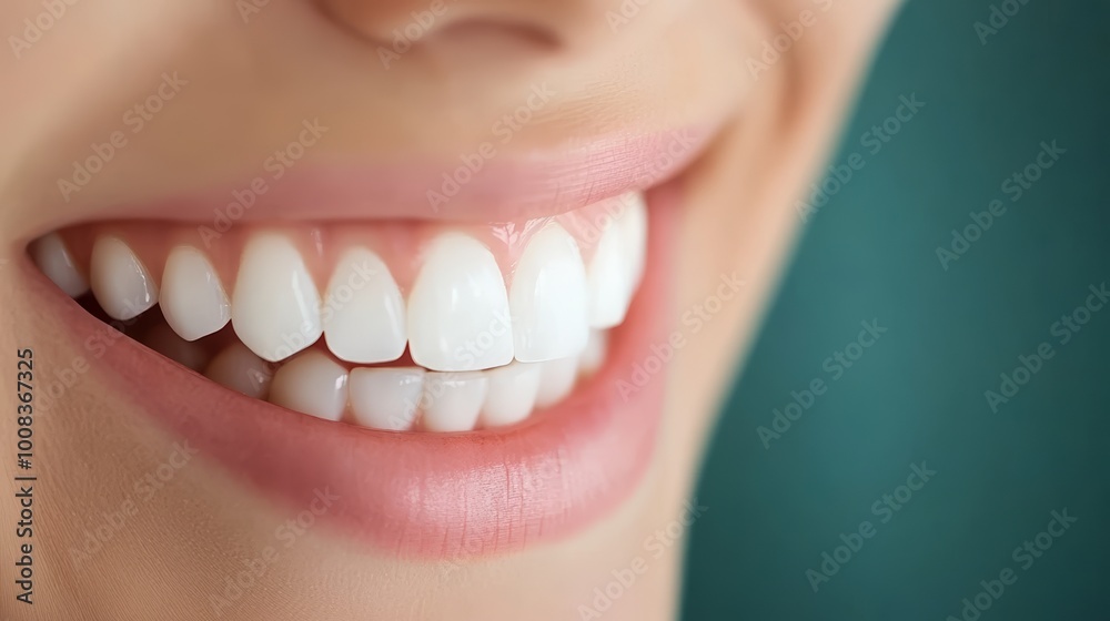 Obraz premium Close-up of a bright smile showcasing healthy, white teeth and radiant confidence.