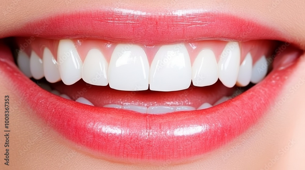 Close-up of a bright smile showcasing healthy white teeth.
