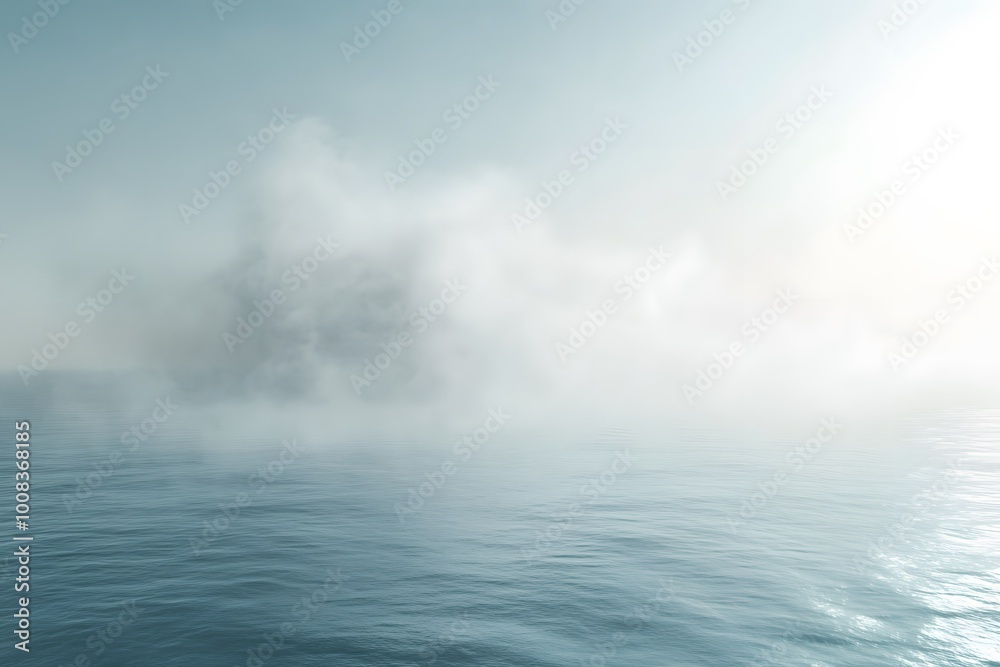 Misty ocean scene with soft light and gentle waves. Misty ocean scene with soft light and gentle waves.