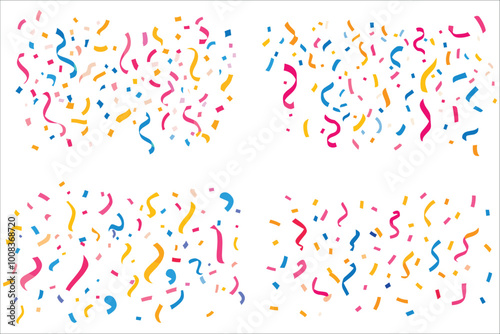  Colorful confetti with celebration background, Confetti party decoration element vector,  , Colorful  confetti abstract background, Colorful confetti falling on a transparent  background, Anniversary