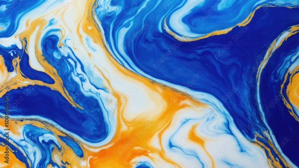 Blue, orange and gold Marble ink abstract art background. Luxury abstract fluid art painting ink technique Blue, orange and gold Marble ink abstract art background. Luxury abstract fluid art painting ink technique