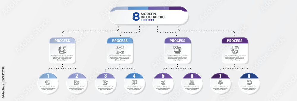 Infographic 8 options or step for presentation. Business icons concept. Infographic 8 options or step for presentation. Business icons concept.