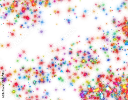 Light color glitter star confetti background. White holiday texture.