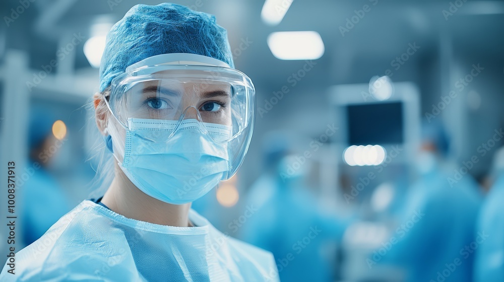 Healthcare professional in PPE, focused in a clinical environment. Healthcare professional in PPE, focused in a clinical environment.