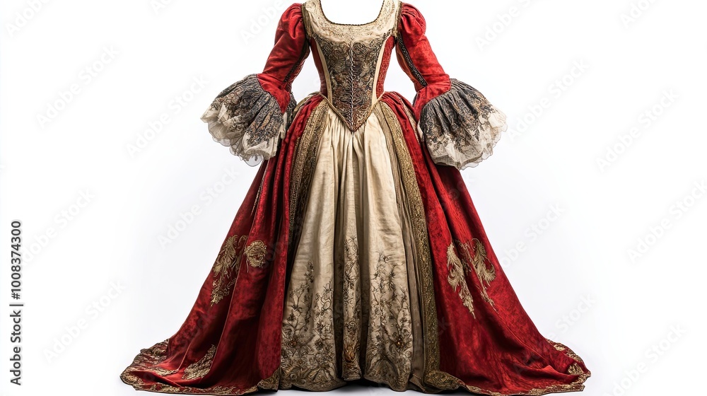Ornate Red and Gold Victorian Era Gown Ornate Red and Gold Victorian Era Gown