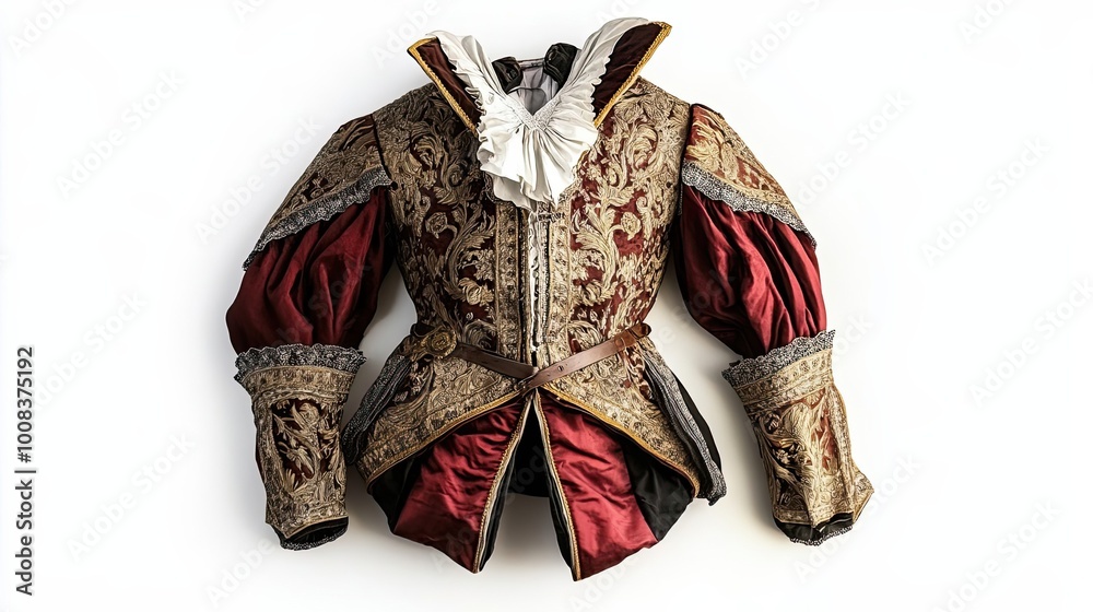 Obraz premium A Renaissance-Era Doublet with Elaborate Embroidery and Ruffled Collar