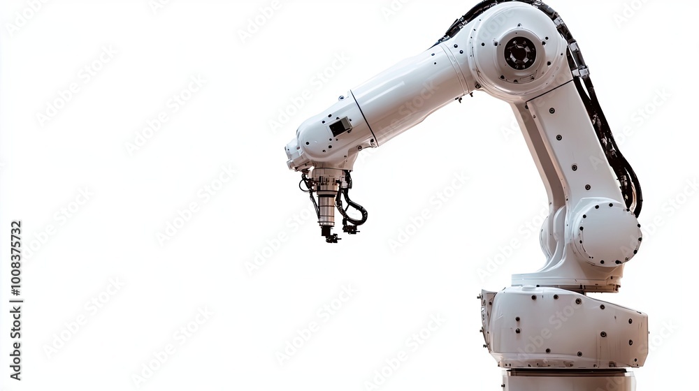 White Industrial Robot Arm with Multiple Joints