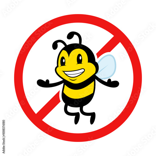 No Bee Sign on White Background