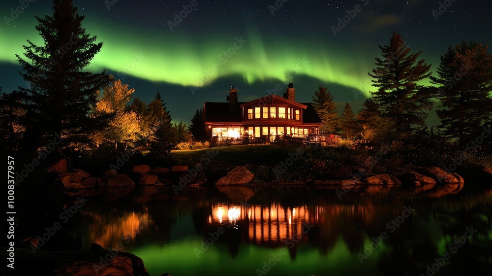 The northern lights dancing over a beautiful garden silhouette, creating a mesmerizing focal point of light that adds magic to the landscape. The northern lights dancing over a beautiful garden silhouette, creating a mesmerizing focal point of light that adds magic to the landscape.
