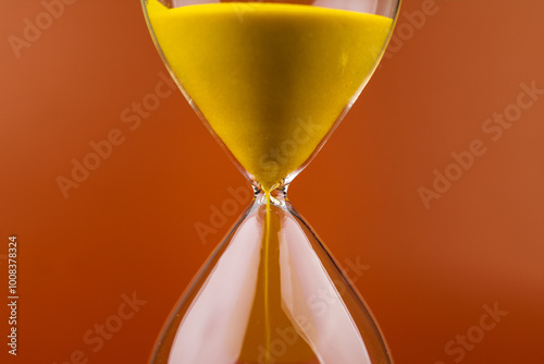 Hourglass with running out of time Concept of time and life Work with time as a deadline