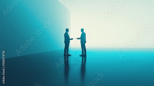 Business Partners in Silhouette Against Soft Background