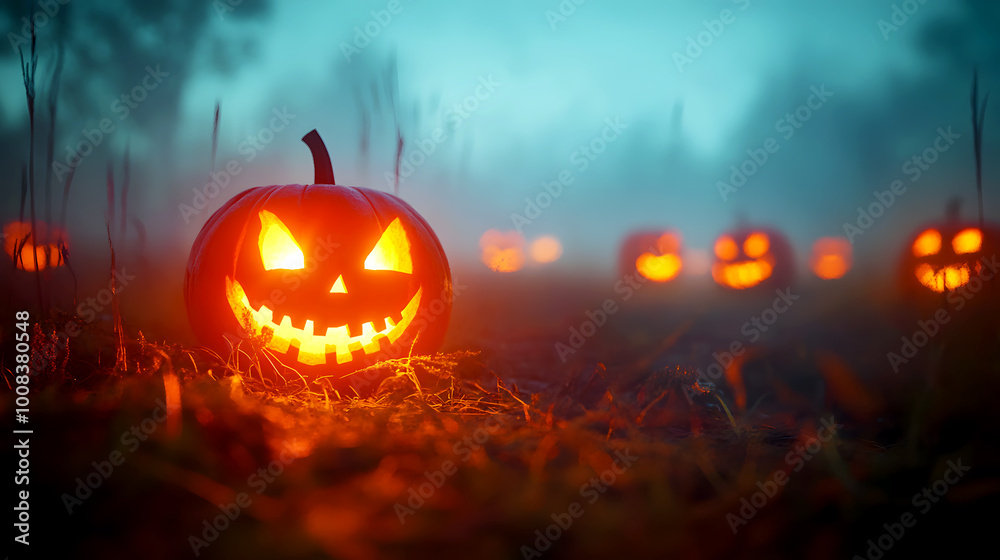 Sinister Pumpkins in Foggy Night Patch Sinister Pumpkins in Foggy Night Patch