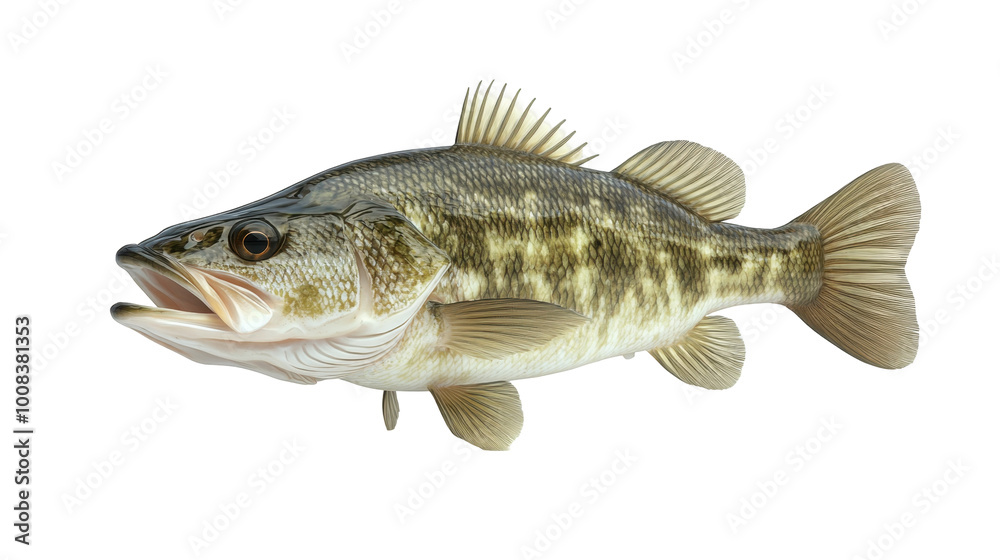 Isolated Largemouth Bass fish on transparent background