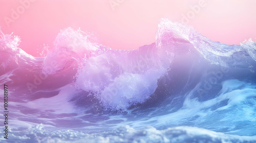 Pink and Blue Ocean Waves Abstract Background