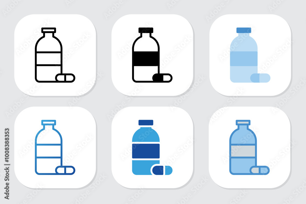 medicine icons with various design styles medicine icons with various design styles
