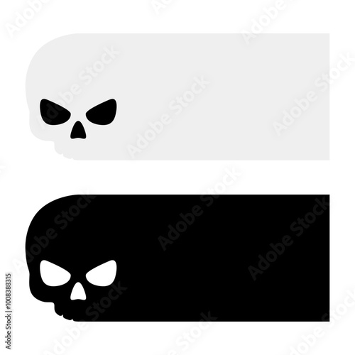Banner horizontal con calavera de esqueleto para tarjetas y felicitaciones de Halloween