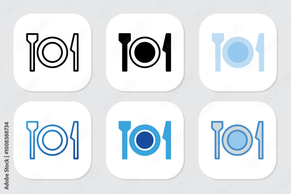 restaurant icons with various design styles restaurant icons with various design styles