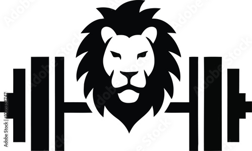 Royal lion fitness gym logo design with white background.