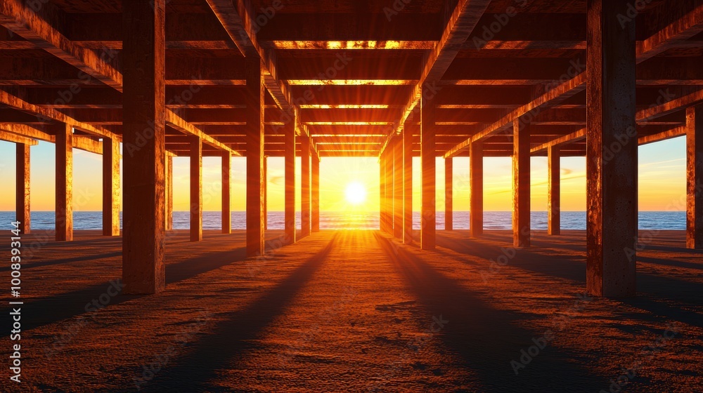 Open Concrete Space with Sunset Glow Open Concrete Space with Sunset Glow