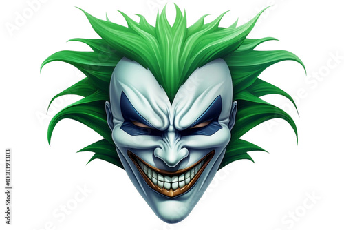 Mysterious Joker Face Mask Isolated on Transparent Background