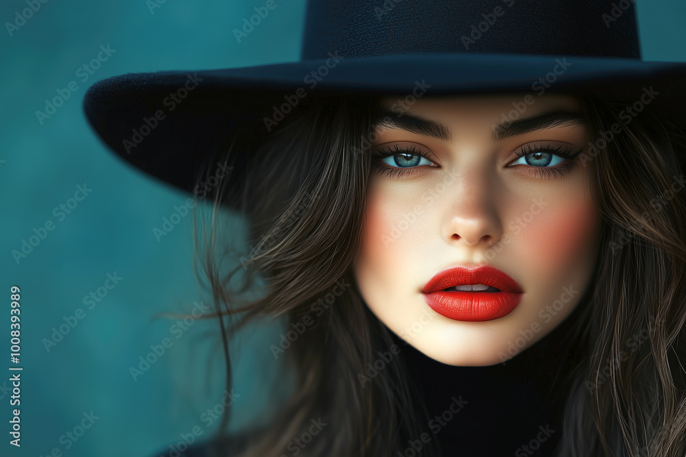 Mysterious woman with a elegant black hat. Elegance for advertising. Mysterious woman with a elegant black hat. Elegance for advertising.