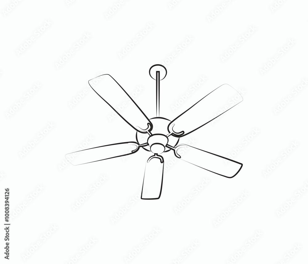 vector continuous line drawing of the ceiling fan vector continuous line drawing of the ceiling fan