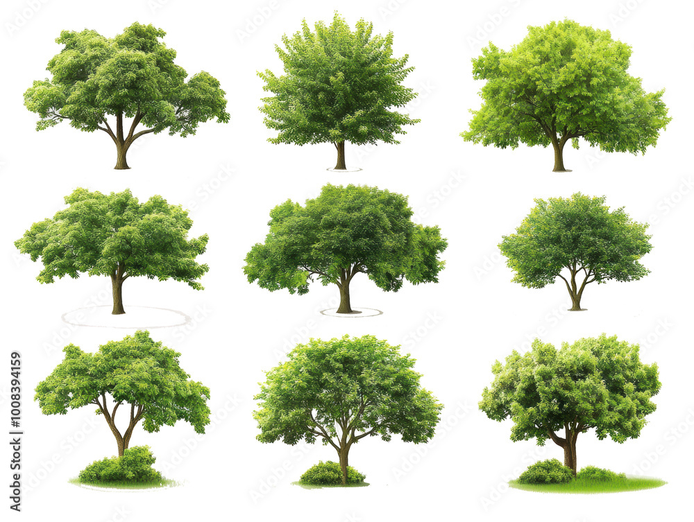 Fototapeta premium Realistic Tree Set with Foliage Leaves png