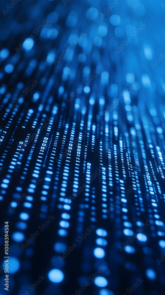 Abstract Blue Technology Background with Binary Code Abstract Blue Technology Background with Binary Code