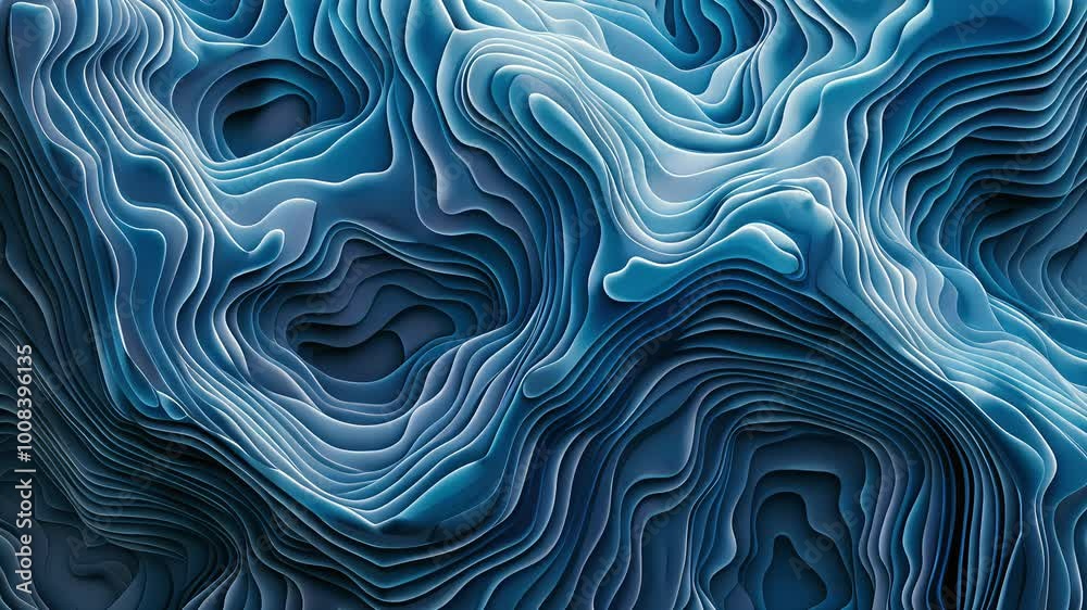 Topographic abstract design with flowing blue contour lines and textured layers Topographic abstract design with flowing blue contour lines and textured layers