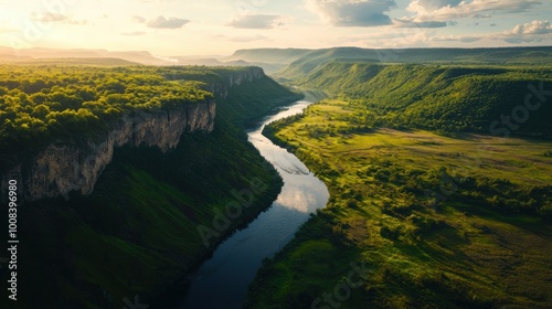 Scenic Time Lapse of River Cutting Through Canyon Landscape