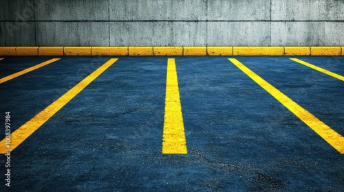 Wallpaper Mural Grungy Underground Parking Lot Mockup with Yellow Lines Torontodigital.ca