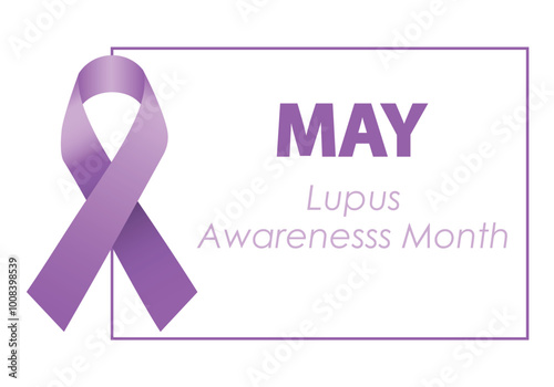 Purple Ribbon, a symbol for May Breast Lupus Awareness Month. Design poster banner template
