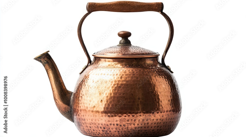 Antique Copper Kettle with Hammered Finish and Wooden Handle Antique Copper Kettle with Hammered Finish and Wooden Handle
