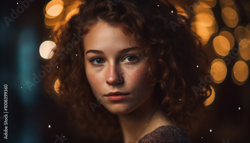 Young adult woman with curly brown hair smiling 