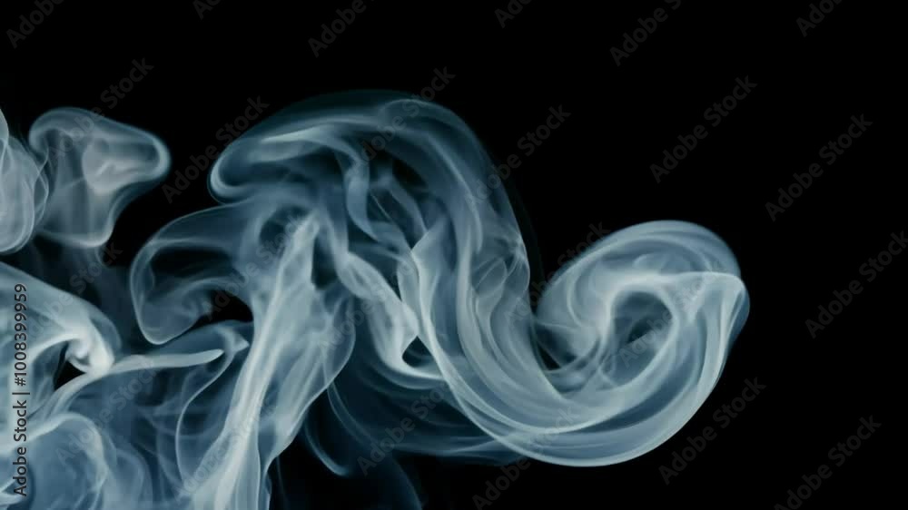 Smooth Blue Smoke Waves on a Black Background Smooth Blue Smoke Waves on a Black Background