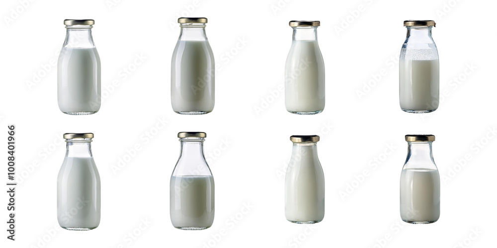 Variety of Milk Bottles on a Simple Background Variety of Milk Bottles on a Simple Background
