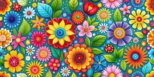 Colorful Abstract Floral Pattern for Childrenâ€™s Decor and Design, Cheerful and Playful Elements