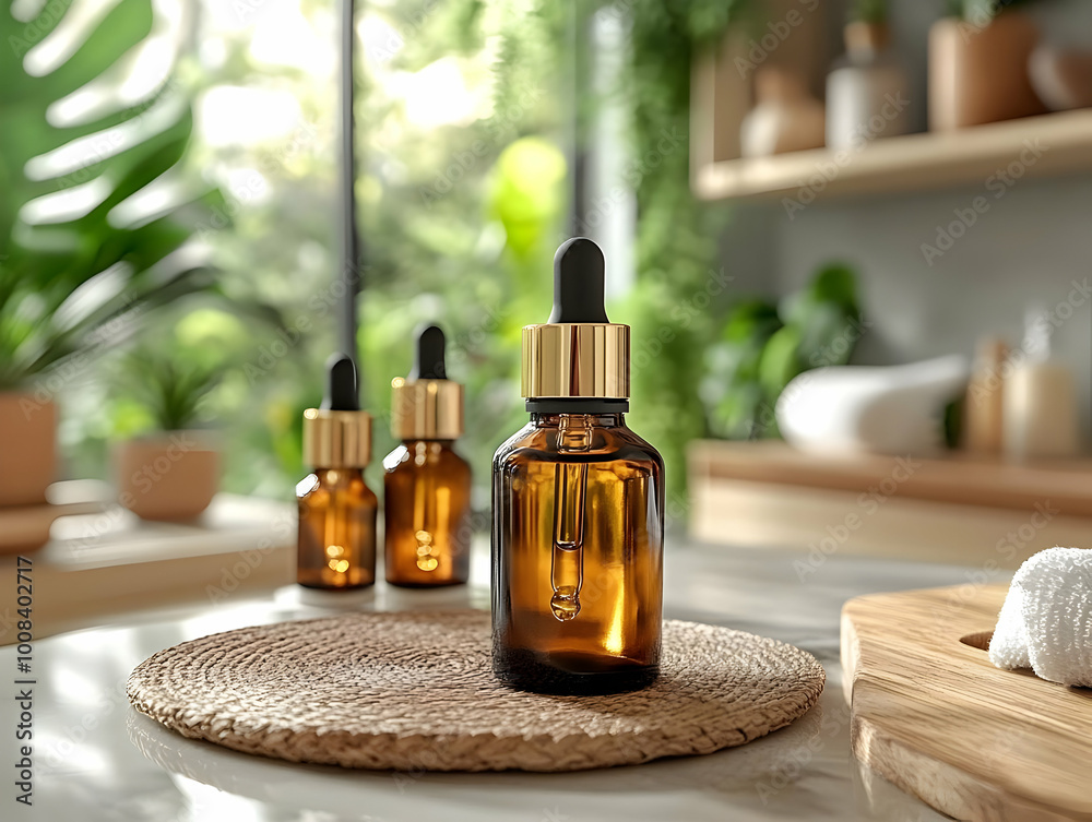 Bottles of Cosmetic Oil Photo Bottles of Cosmetic Oil Photo