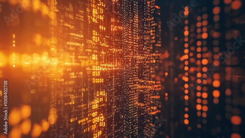 Wallpaper Mural Orange Binary Data Flow Torontodigital.ca