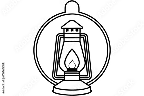 camping lantern silhouette vector illustration