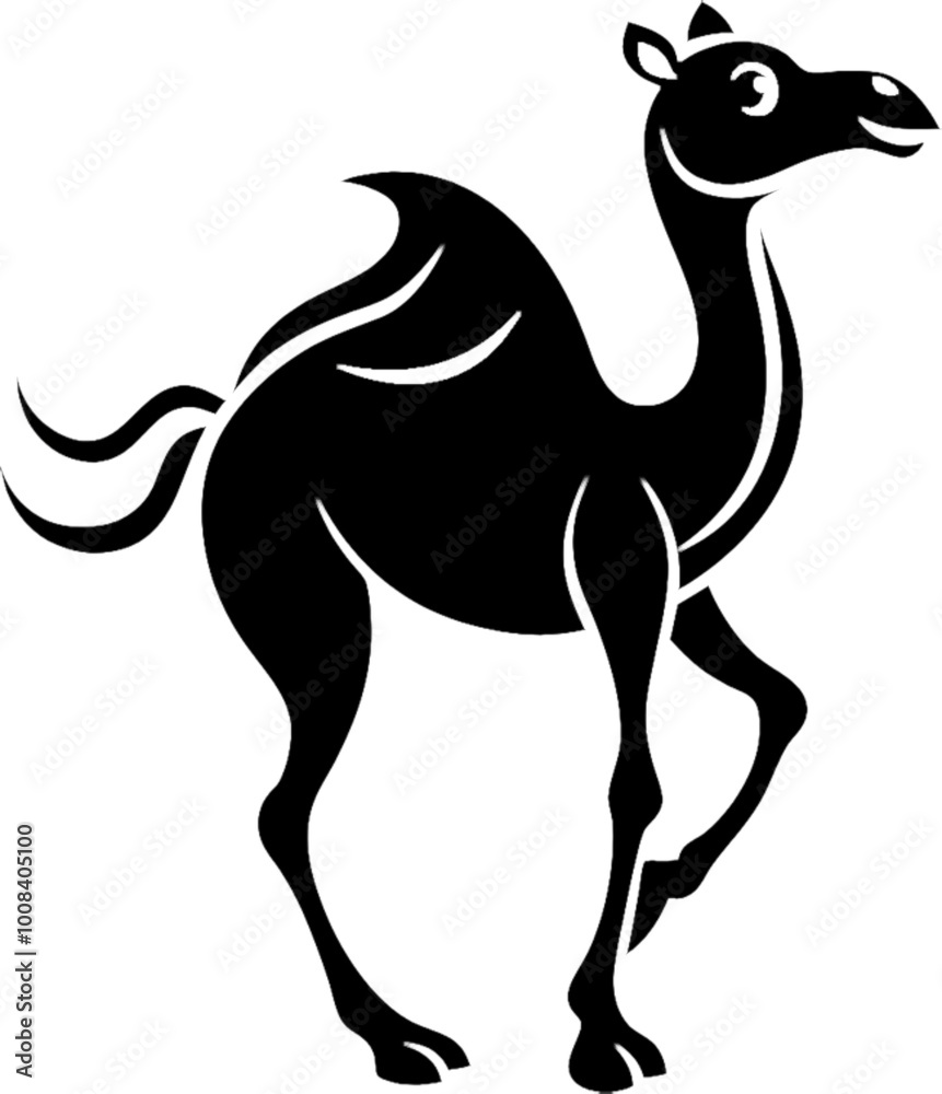 Fototapeta premium Adorable Black Camel Stencil for Personalized Gifts.