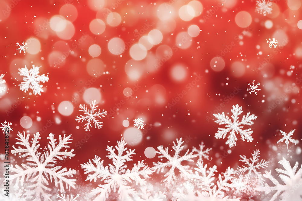 Christmas snowflakes on red background. Generative Ai. Christmas snowflakes on red background. Generative Ai.