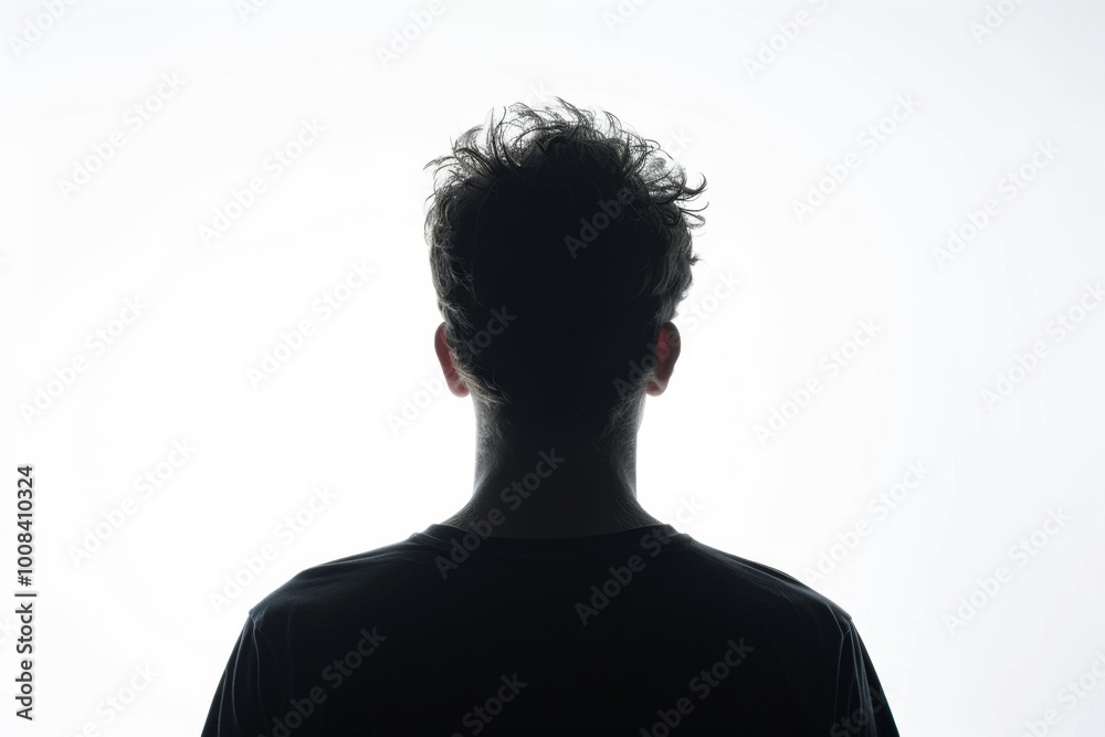 silhouette of man standing with his back on white background silhouette of man standing with his back on white background