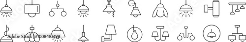 Lamps and Chandeliers Thin Icons Collection. Editable Stroke. Suitable for Web Sites, Books, Cards, Apps