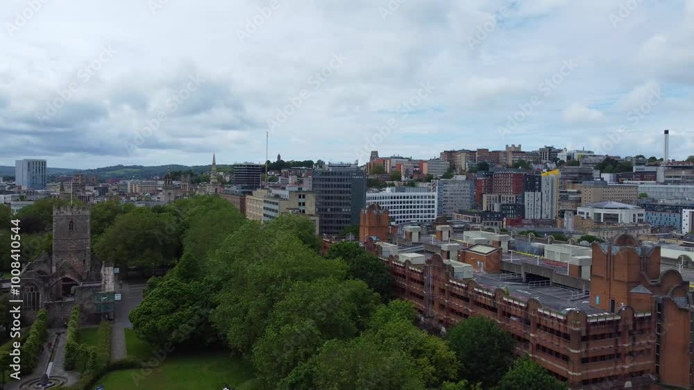 Aerial View of Buildings at Central Bristol City of Southwest of England, United Kingdom. May 27th, 2024 Aerial View of Buildings at Central Bristol City of Southwest of England, United Kingdom. May 27th, 2024