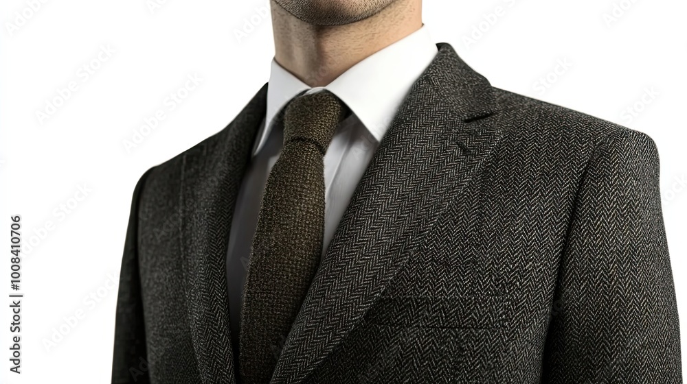Closeup of a Man's Suit Jacket with a Brown Tie Closeup of a Man's Suit Jacket with a Brown Tie