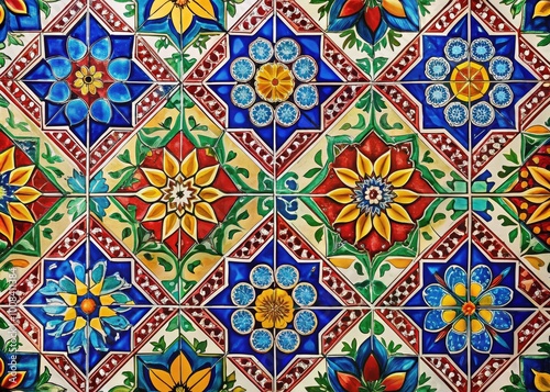 Colorful Geometric Tile Pattern Seamless Design for Backgrounds, Textiles, and Wallpaper Applications