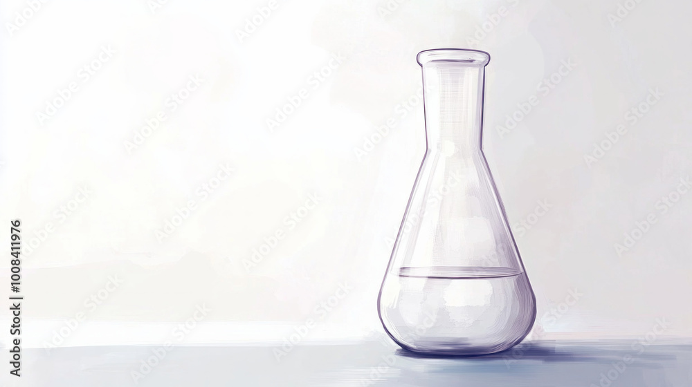 A medical illustration of a beaker placed against a pure-colored white background. The clean, sterile aesthetic showcases lab equipment and clinical tools used in healthcare with AI generative. A medical illustration of a beaker placed against a pure-colored white background. The clean, sterile aesthetic showcases lab equipment and clinical tools used in healthcare with AI generative.