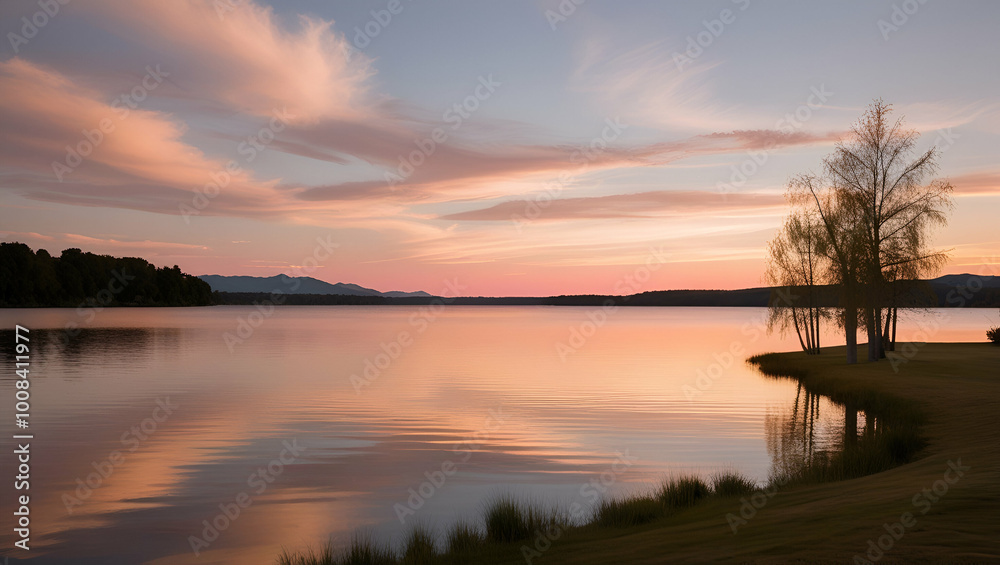 Obraz premium sunset over the river